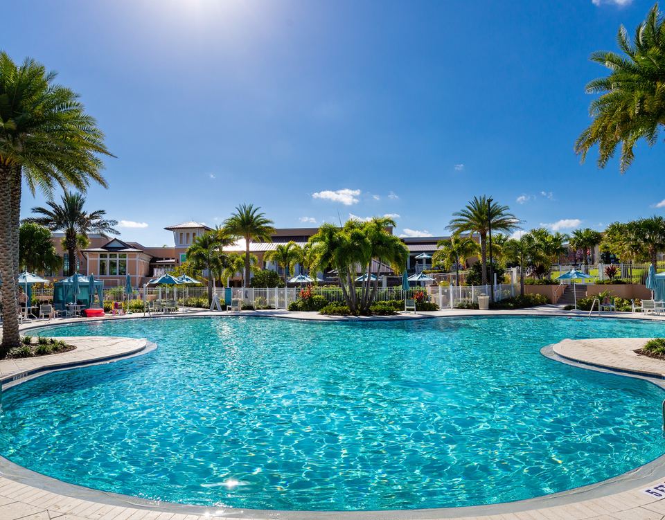 Community pool with cabanas at Solara